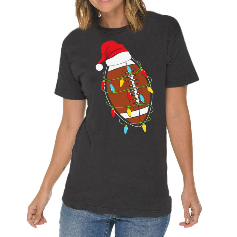 Football Christmas American Football With Hat Funny Xmas 135 Vintage T-Shirt by coolquirrell | Artistshot