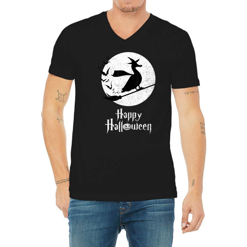 Halloween Costume Witch Pekin Duck Lover V-Neck Tee by Aiello Mcdade | Artistshot