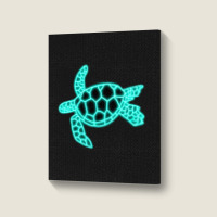 Neon Sea Turtle Portrait Canvas Print | Artistshot