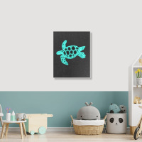 Neon Sea Turtle Portrait Canvas Print | Artistshot