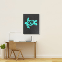 Neon Sea Turtle Portrait Canvas Print | Artistshot