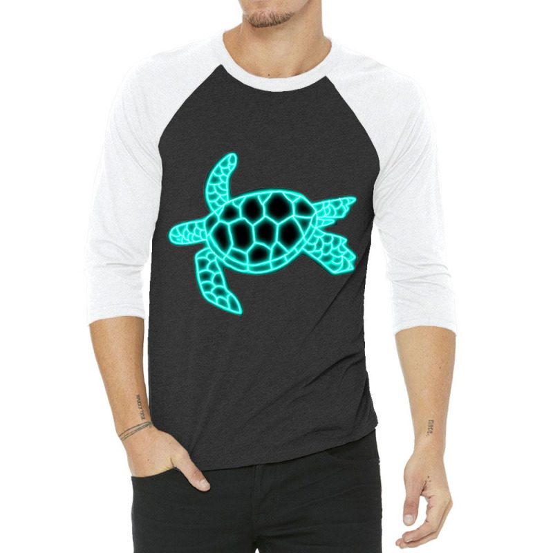 Neon Sea Turtle 3/4 Sleeve Shirt | Artistshot