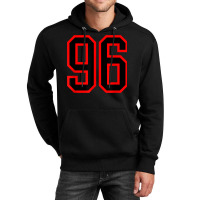 Jersey Number #96 Red Black Sports Birthday Lucky Number 96 Unisex Hoodie | Artistshot