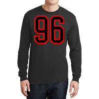 Jersey Number #96 Red Black Sports Birthday Lucky Number 96 Long Sleeve Shirts | Artistshot