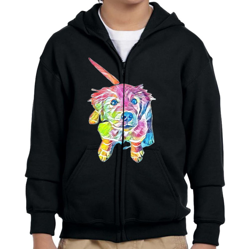 Golden Retriever Looking Up Youth Zipper Hoodie by Kemnabi | Artistshot