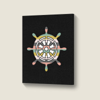 Ship Wheel Green Striped Portrait Canvas Print | Artistshot