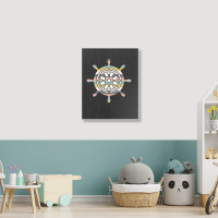 Ship Wheel Green Striped Portrait Canvas Print | Artistshot