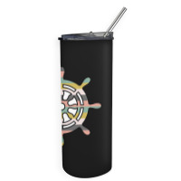 Ship Wheel Green Striped Skinny Tumbler | Artistshot