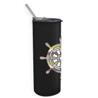 Ship Wheel Green Striped Skinny Tumbler | Artistshot