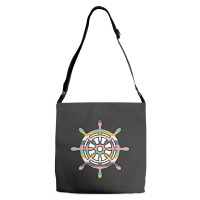 Ship Wheel Green Striped Adjustable Strap Totes | Artistshot