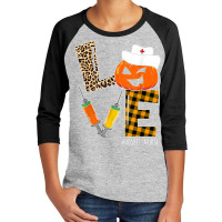 Hospice Nurse Halloween Pumpkin Leopard Love Nurse Life Youth 3/4 Sleeve | Artistshot