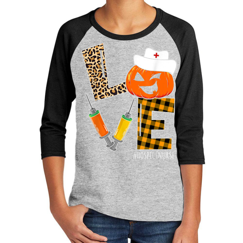 Hospice Nurse Halloween Pumpkin Leopard Love Nurse Life Youth 3/4 Sleeve | Artistshot