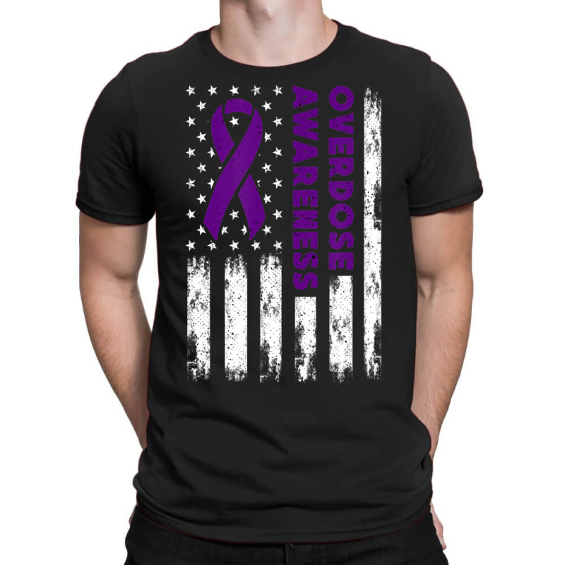 Overdose Awareness Flag Purple Ribbon Addiction Recovery T-shirt | Artistshot