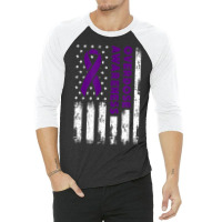 Overdose Awareness Flag Purple Ribbon Addiction Recovery 3/4 Sleeve Shirt | Artistshot