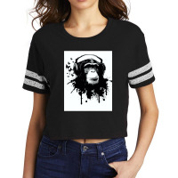 Banksy Dj Monkey Thinker With Headphones Scorecard Crop Tee | Artistshot