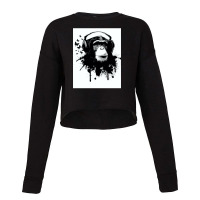 Banksy Dj Monkey Thinker With Headphones Cropped Sweater | Artistshot