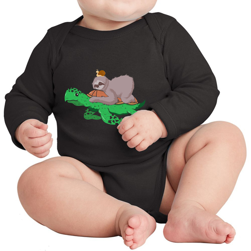 Sloth Turtle Snail Funny Running Slow, Sloth Turtle Snail, Running Slo Long Sleeve Baby Bodysuit by SHOPURT | Artistshot