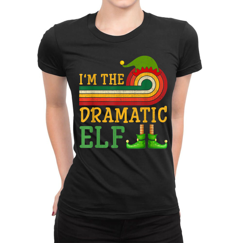 I'm The Dramatic Elf Matching Group Christmas Party Pajama Ladies Fitted T-Shirt by Stunner | Artistshot