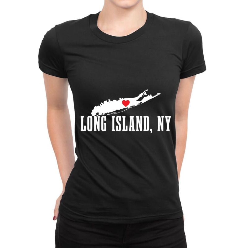 Long Island Ny New York Pride Vintage Long Island Map Pullover Hoodie Ladies Fitted T-Shirt by cm-arts | Artistshot