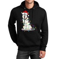 Santa Siberian Husky Christmas Hat Lights Xmas Dog Lover Unisex Hoodie | Artistshot