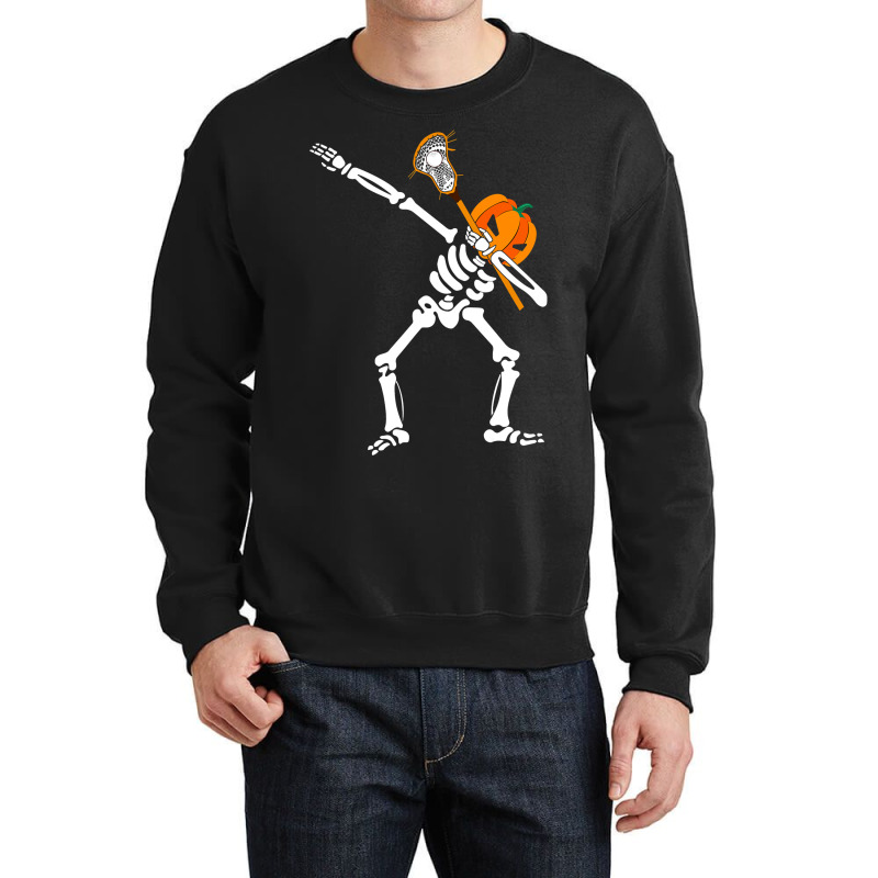 Cute Halloween Costume Dabbing Skeleton Lacrosse Sport Lover Crewneck Sweatshirt | Artistshot