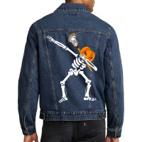 Cute Halloween Costume Dabbing Skeleton Lacrosse Sport Lover Men Denim Jacket | Artistshot