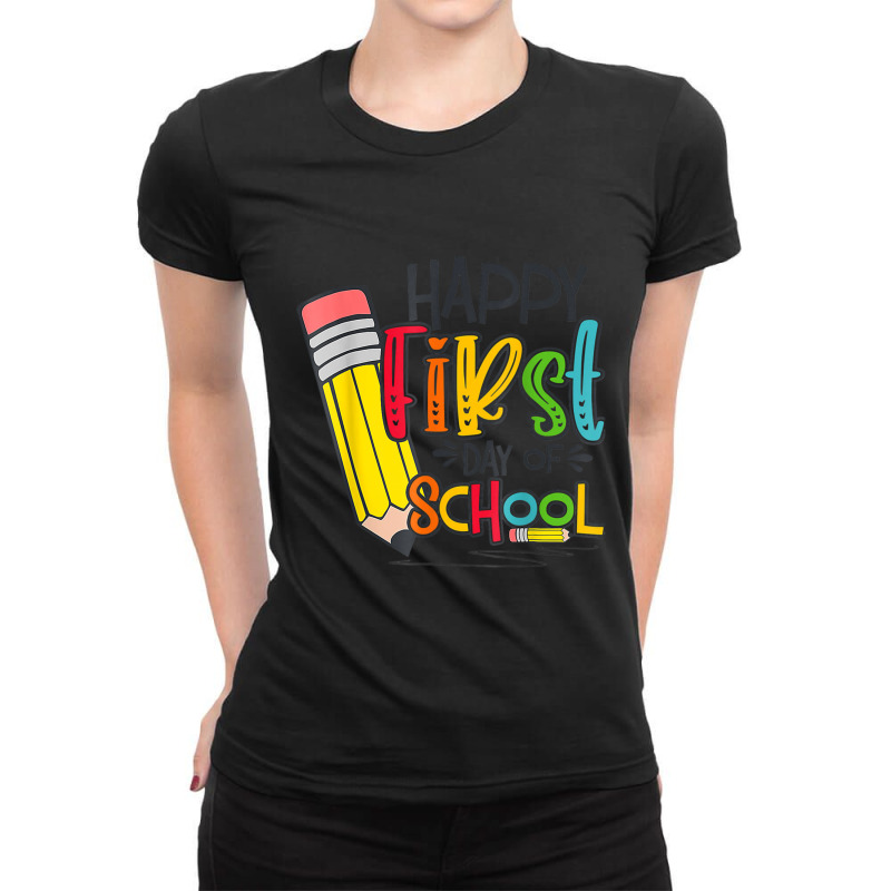 Happy First Day Of School Teacher & Student Ladies Fitted T-Shirt by kentuckykonpha9 | Artistshot