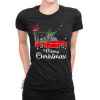 Black And Tan Coonhound Ride Red Truck Christmas Ladies Fitted T-shirt | Artistshot