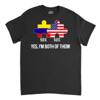 Half American Half Colombian Flag Combined Map Colombia Usa T Shirt Classic T-shirt | Artistshot