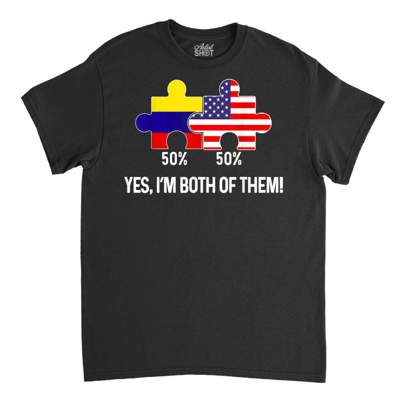 Half American Half Colombian Flag Combined Map Colombia Usa T Shirt Classic T-shirt by cm-arts | Artistshot