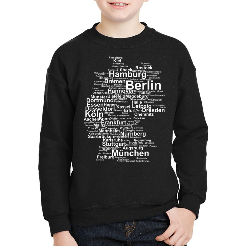 Germany Map Silhouette Towns Cities Berlin Hamburg Travel Premium T Sh Youth Sweatshirt | Artistshot