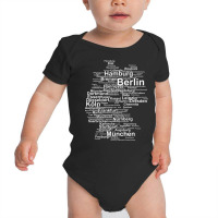 Germany Map Silhouette Towns Cities Berlin Hamburg Travel Premium T Sh Baby Bodysuit | Artistshot