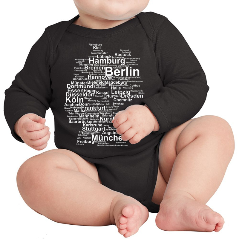 Germany Map Silhouette Towns Cities Berlin Hamburg Travel Premium T Sh Long Sleeve Baby Bodysuit | Artistshot