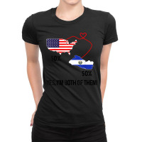 Half American Half El Salvador Flag Combined Map Salvadorian T Shirt Ladies Fitted T-shirt | Artistshot