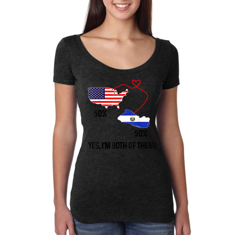 Half American Half El Salvador Flag Combined Map Salvadorian T Shirt Women's Triblend Scoop T-shirt by leiseyxlmorit | Artistshot