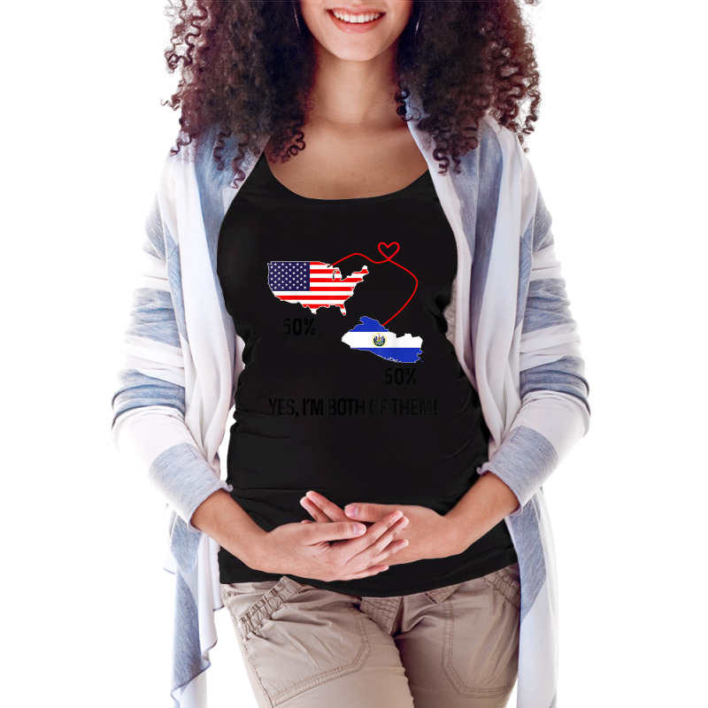 Half American Half El Salvador Flag Combined Map Salvadorian T Shirt Maternity Scoop Neck T-shirt by leiseyxlmorit | Artistshot