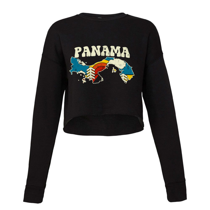 Panama Vintage Panamanian Country Rainbow Retro 70s Map Pullover Hoodi Cropped Sweater by cm-arts | Artistshot