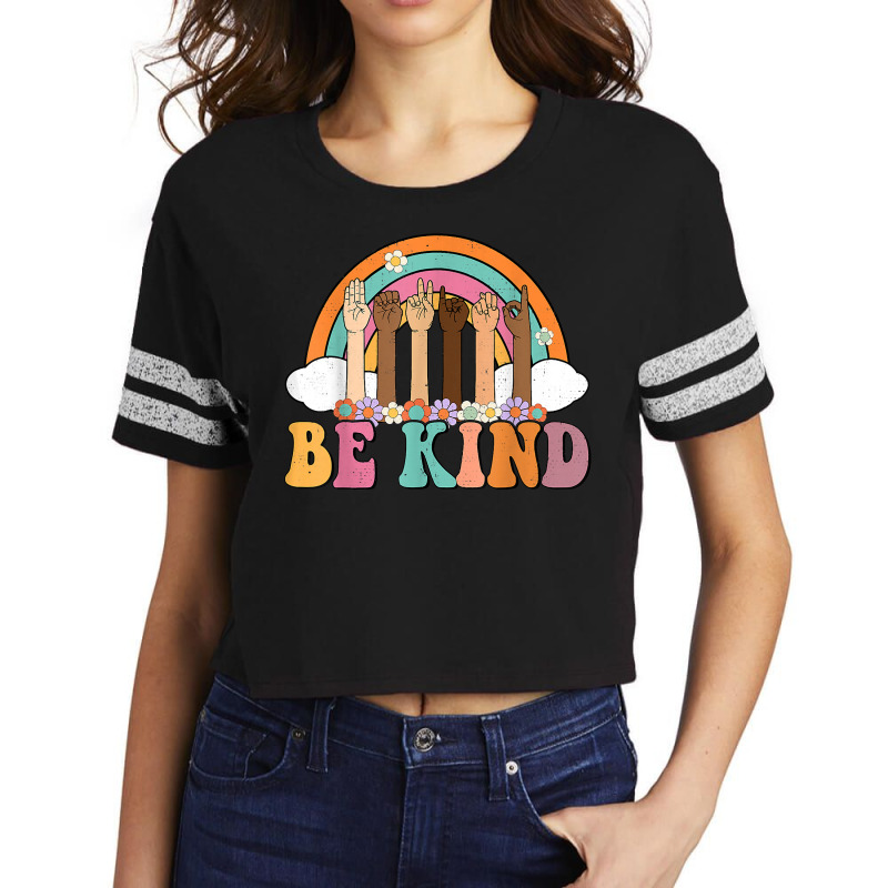 Hippie Unity Day Teacher Be Kind Rainbow Asl Sign Language T Shirt Scorecard Crop Tee by cm-arts | Artistshot