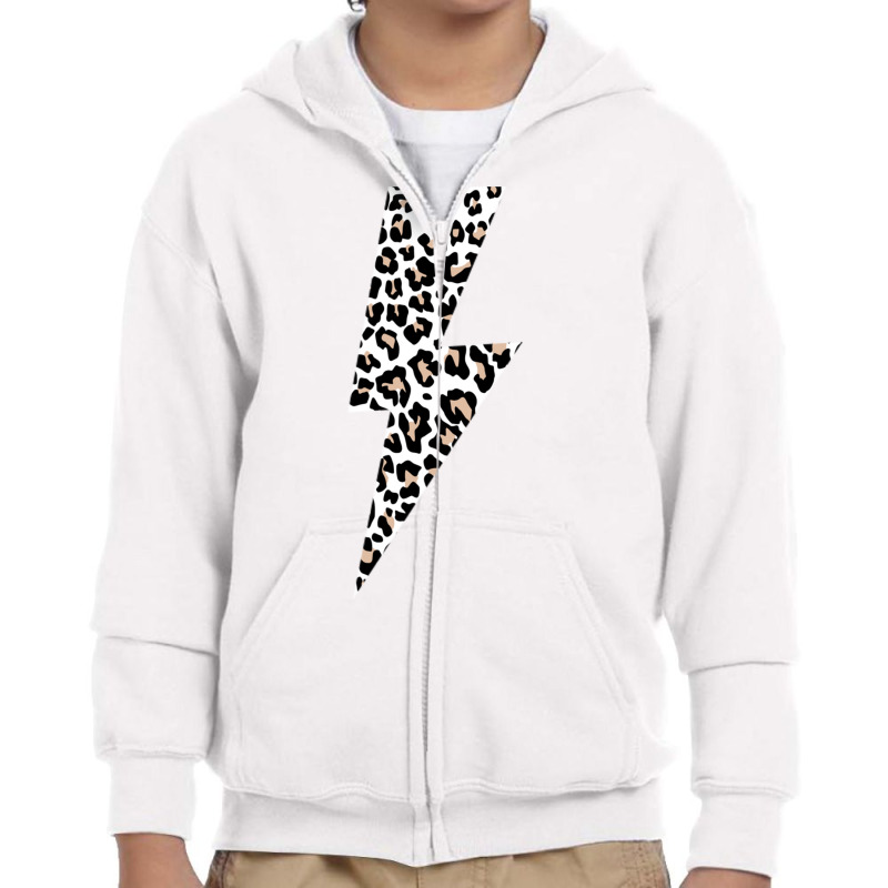 Leopard Lightning Bolt Cheetah Animal Print Sweatshirt Youth Zipper Hoodie by cm-arts | Artistshot