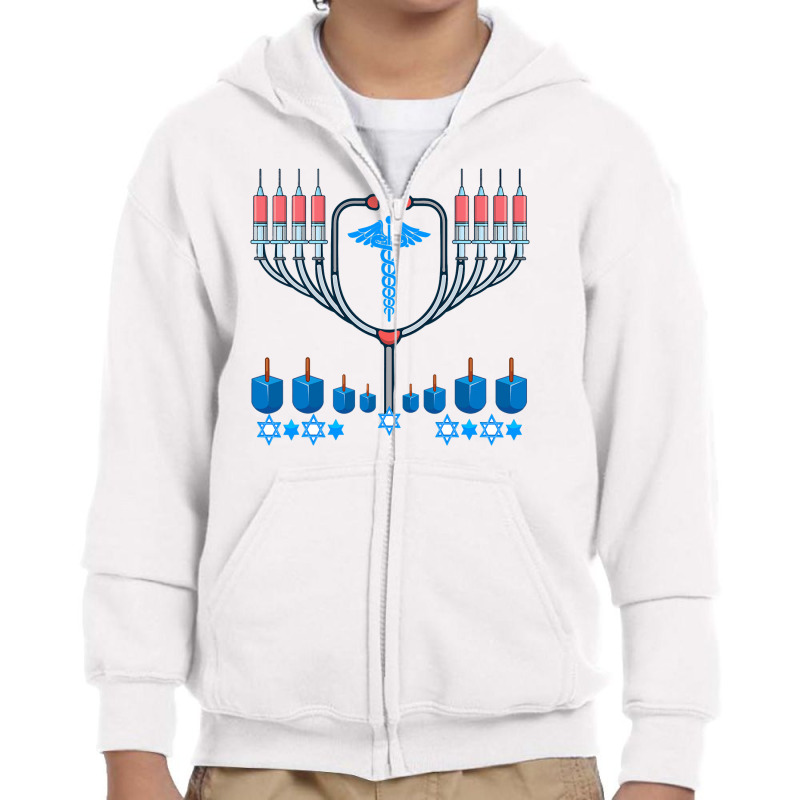 Jewish Hanukkah Chanukah Doctor Medical Menorah  Gifts Youth Zipper Hoodie | Artistshot