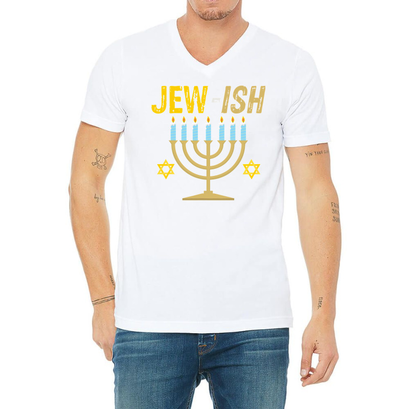 Jewish Jewish Challah Menorah Hanukkah Gift V-neck Tee | Artistshot