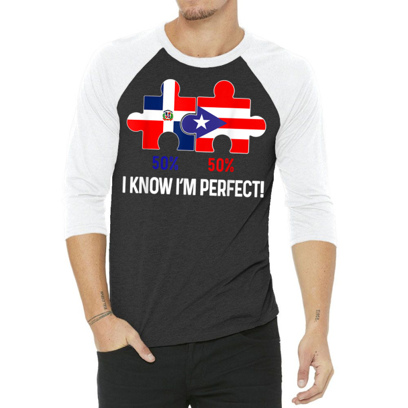 Half Puerto Rican Half Dominican Flag Map Combined Pr Rd T Shirt 3/4 Sleeve Shirt by cm-arts | Artistshot