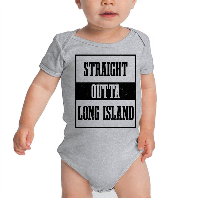 Straight Outta Long Island Ny New York Pride Long Island Pullover Hood Baby Bodysuit by cm-arts | Artistshot