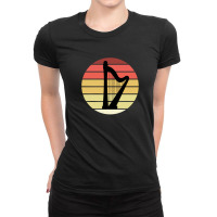 Harp Music Instrument Vintage Sunset Ladies Fitted T-shirt | Artistshot