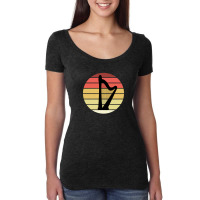 Harp Music Instrument Vintage Sunset Women's Triblend Scoop T-shirt | Artistshot