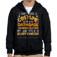 I Don't Need A Costume Database Administrator Halloween T Shirt Youth Zipper Hoodie | Artistshot