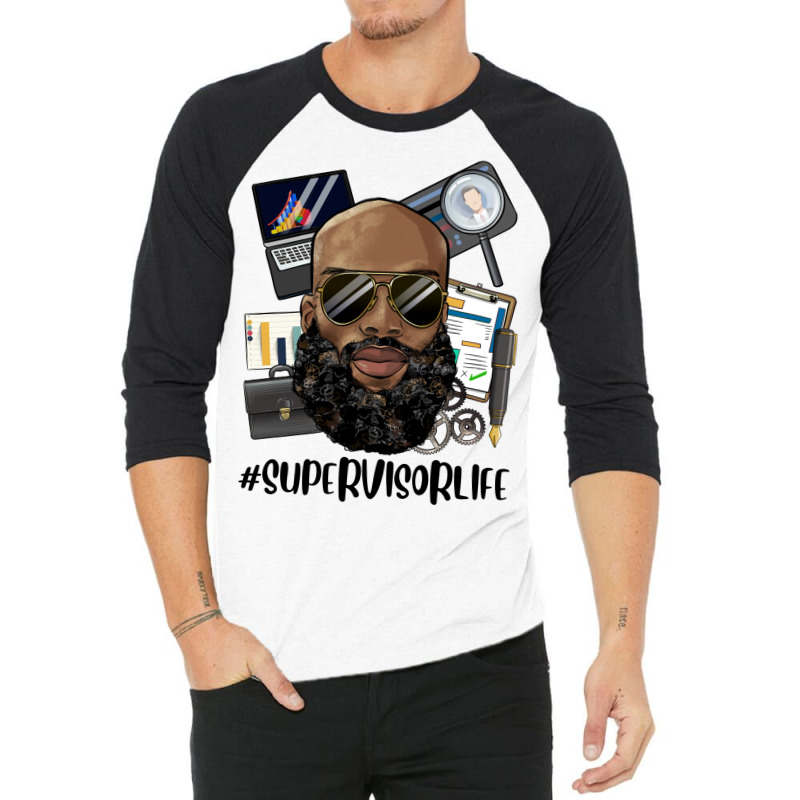 Bald Black Man Supervisor Life 3/4 Sleeve Shirt | Artistshot