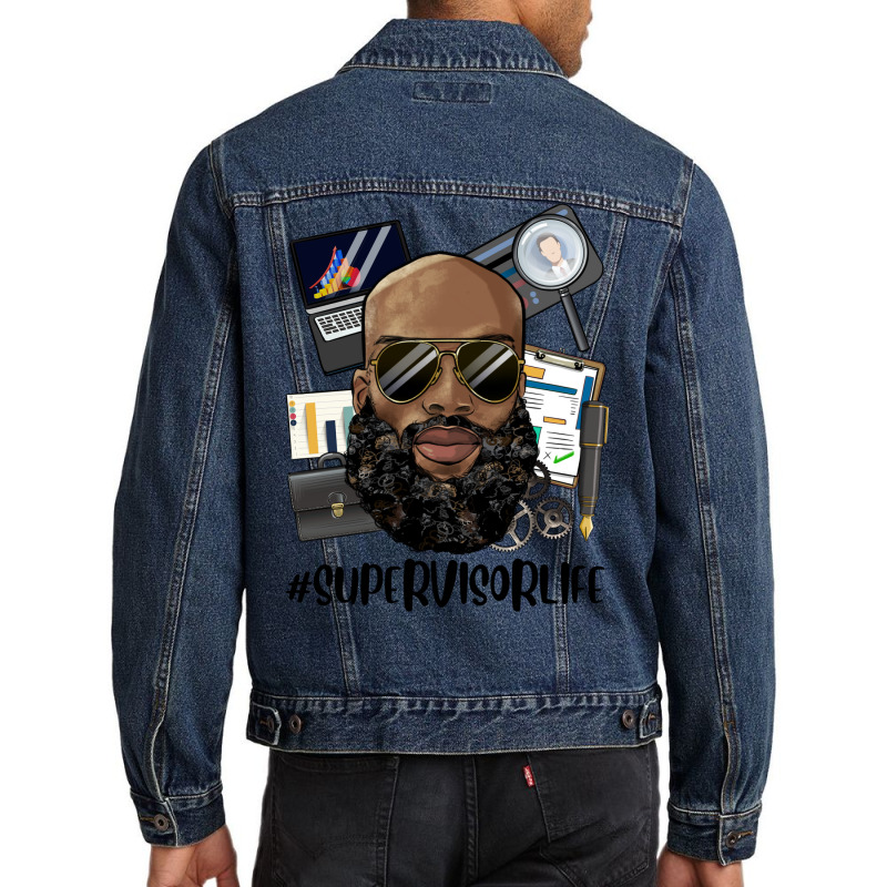 Bald Black Man Supervisor Life Men Denim Jacket | Artistshot