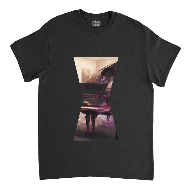 Beautiful Piano Instrument Art Abstract Futuristic Digital Graphic 1 Classic T-shirt by ThomasMNykamp | Artistshot