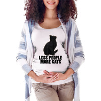 Less People More Black Cat Funny Pet Lover Men Dark Cat T Shirt Maternity Scoop Neck T-shirt | Artistshot